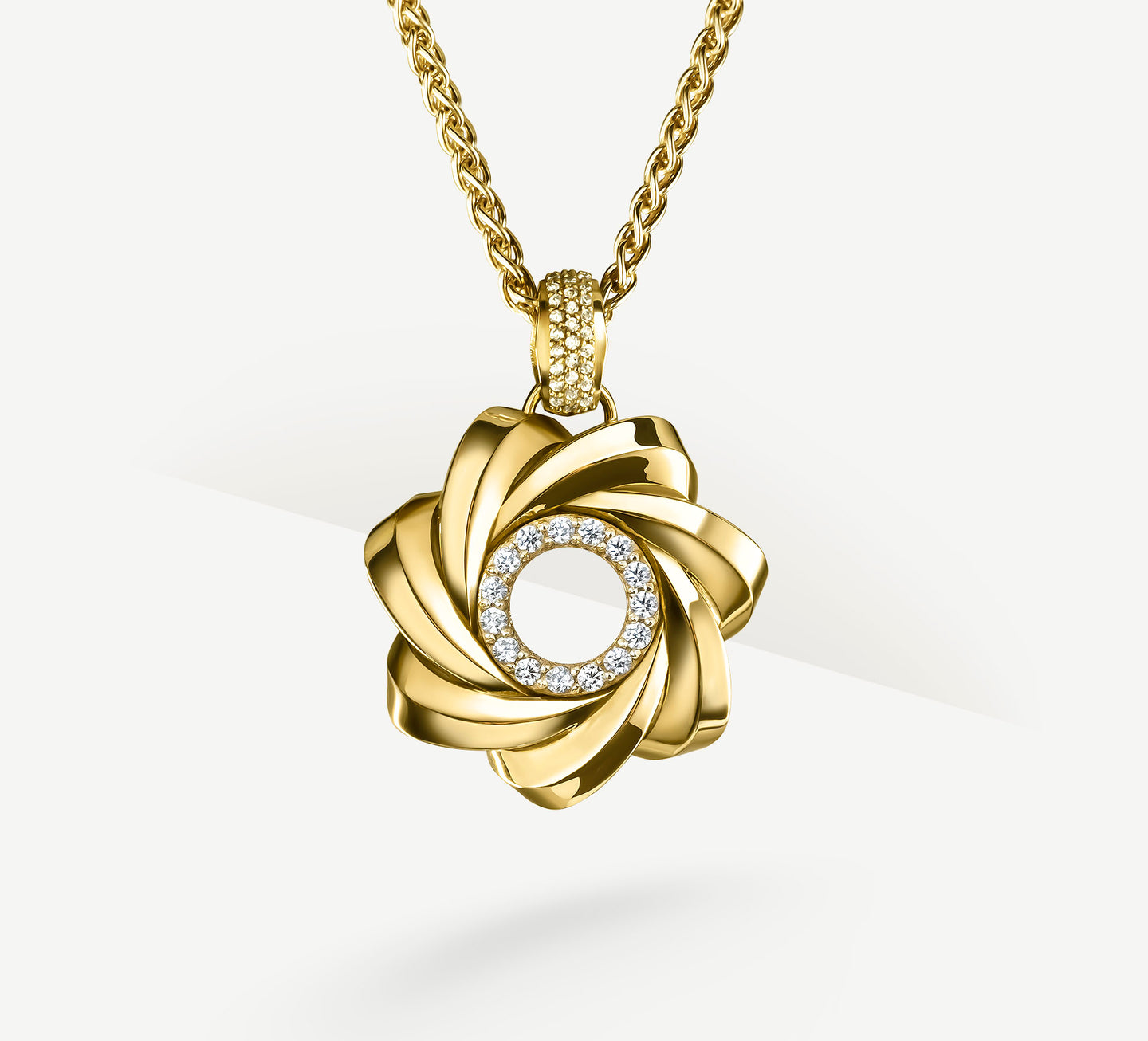 Star Talon Pendant<br>in 18K Gold w/Pavé Diamond Halo