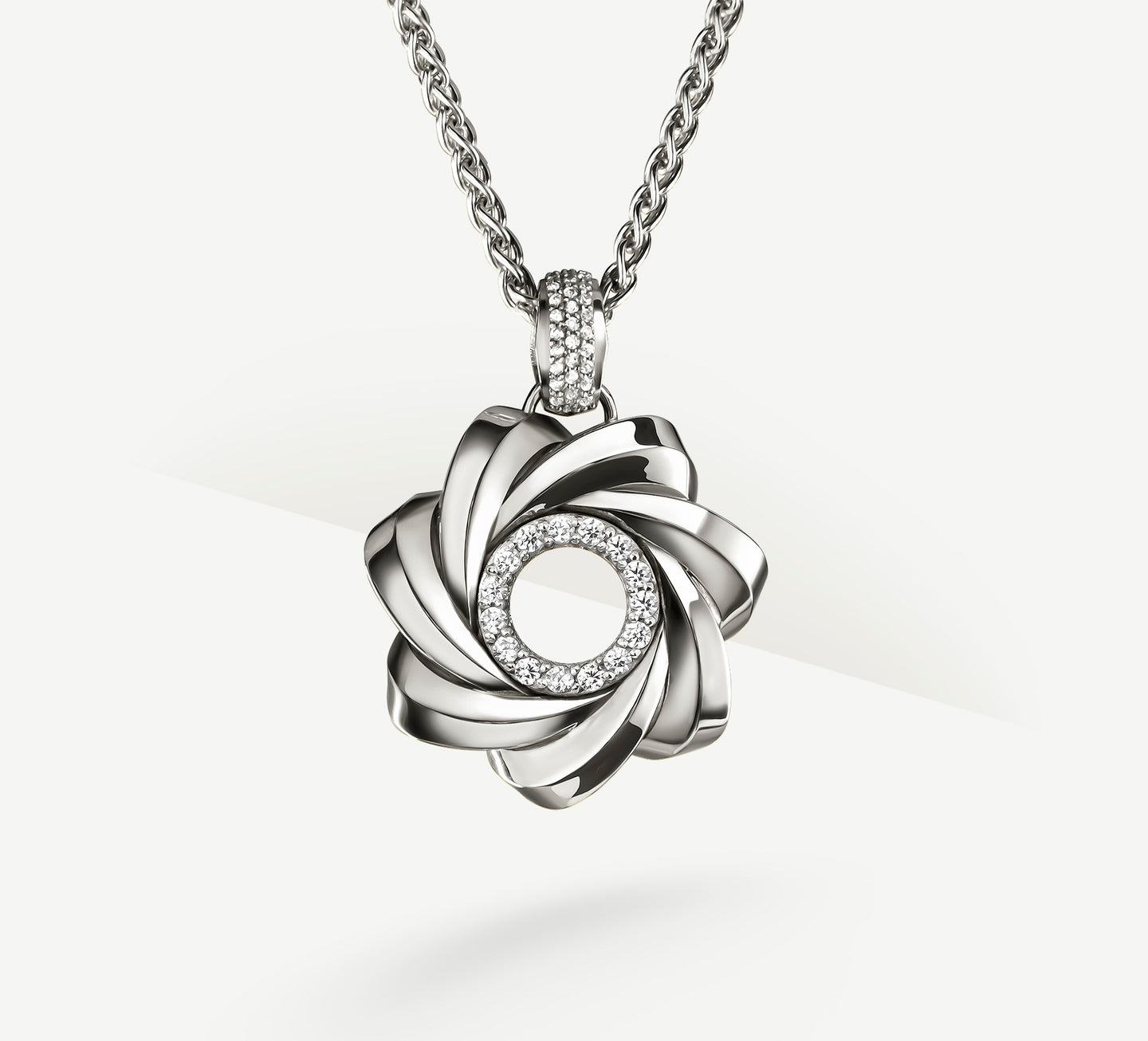 Star Talon Pendant<br>in Sterling Silver<br>w/Pavé Diamond Halo