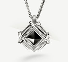 Load image into Gallery viewer, Large Black Onyx Pyramid Pendant&lt;br&gt;w/Pavé Diamonds &amp; Talon Details
