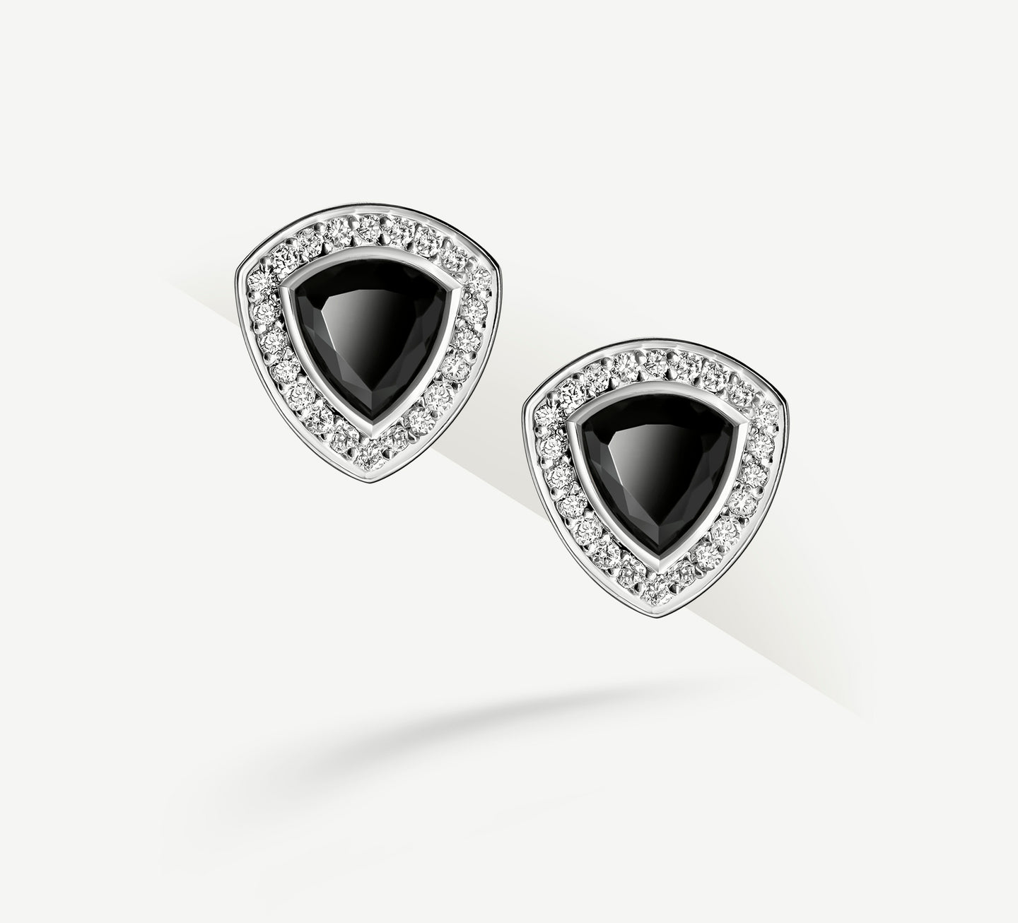 Diamond Shield Earrings<br>in Sterling Silver