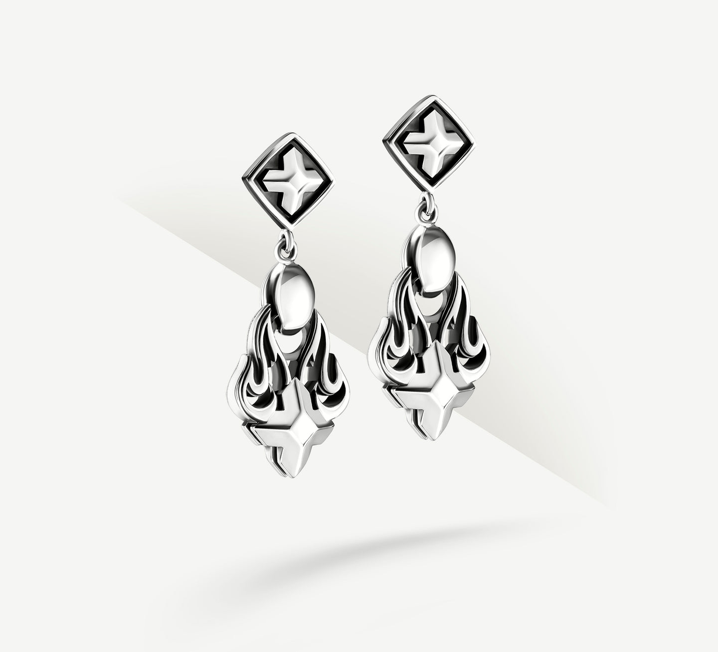 Fire & Ice Earrings<br>in Sterling Silver