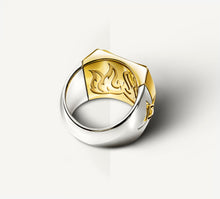 Load image into Gallery viewer, The Grand Signet Ring&lt;br&gt;Diamonds / Emerald &amp; Mixed Metals
