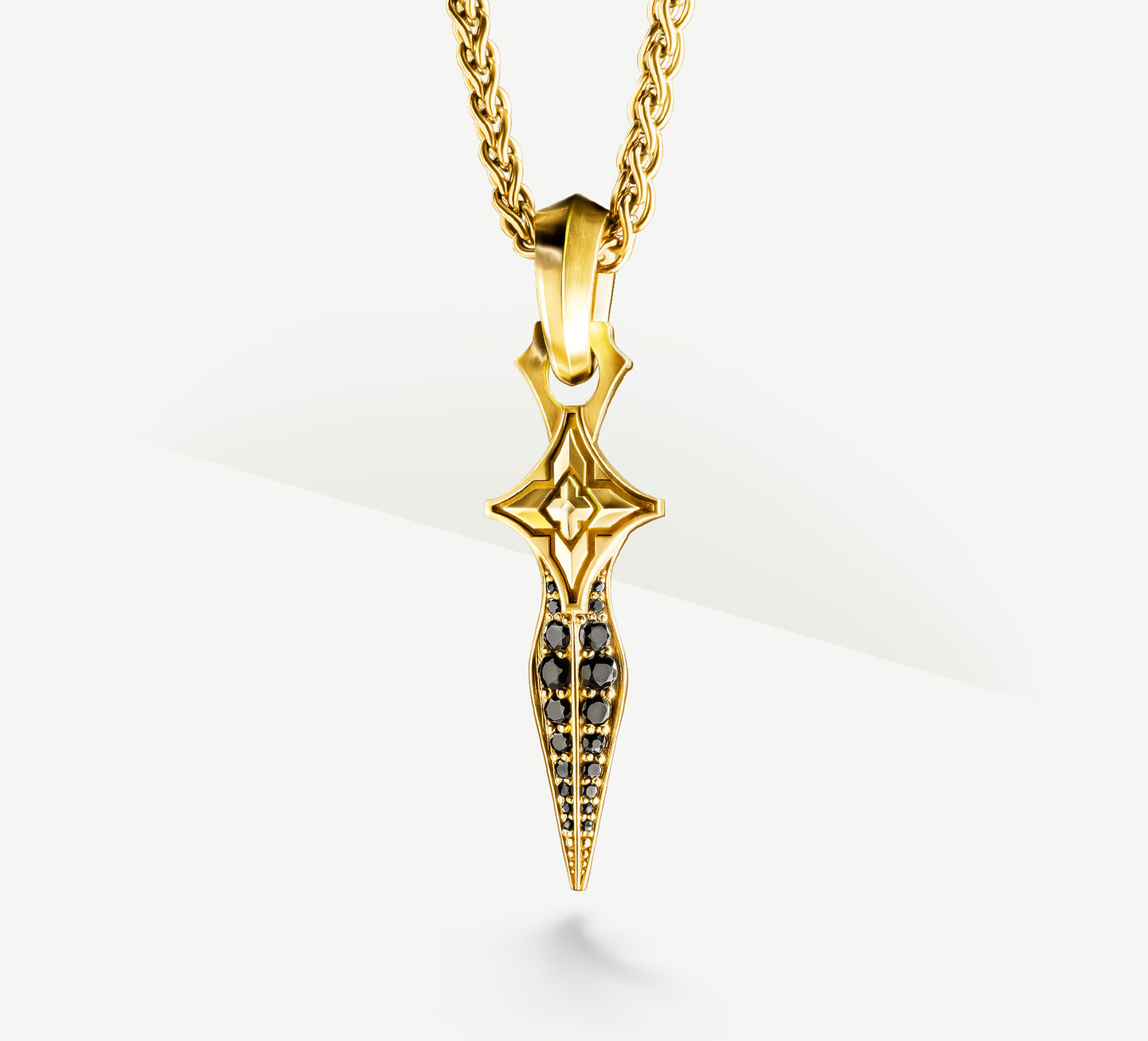 Star Dagger / 18K Gold<br>w/Black Pavé Diamonds