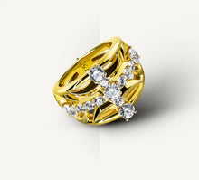 Load image into Gallery viewer, Crossfire Ring / 18K Gold&lt;br&gt;w/Diamond Cross
