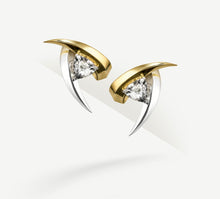 Load image into Gallery viewer, Talon Earrings&lt;br&gt;w/Trillion-Cut Diamonds&lt;br&gt;18k Gold &amp; Sterling Silver Mix
