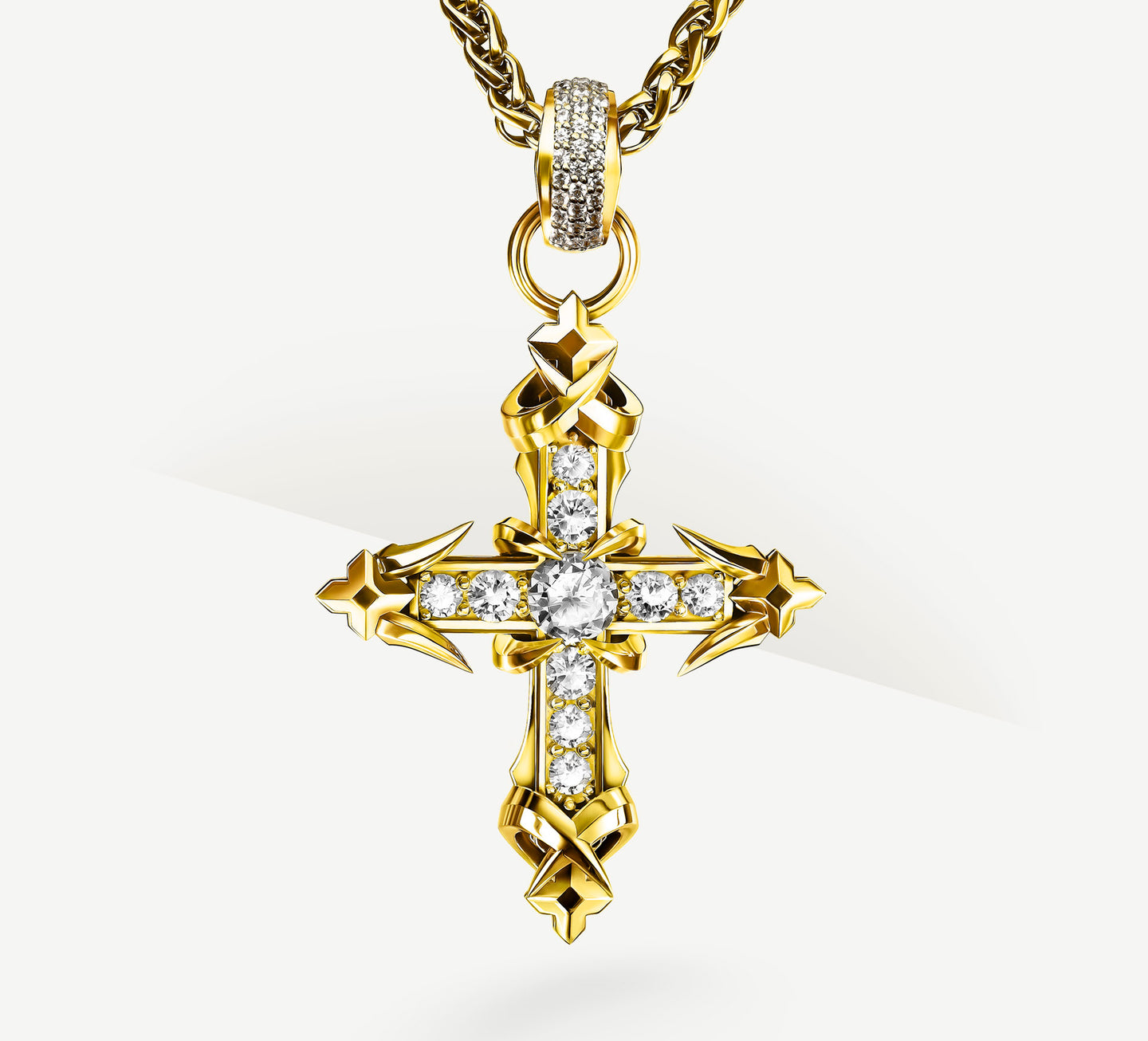 REGAL II Cross / 18K Gold<br>w/Pavé Diamonds / Talon Details