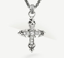 Load image into Gallery viewer, The REGAL II Cross in Sterling Silver&lt;br&gt;w/Pavé Diamonds / Talon Details
