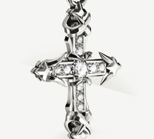 Load image into Gallery viewer, The REGAL II Cross in Sterling Silver&lt;br&gt;w/Pavé Diamonds / Talon Details
