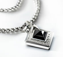 Load image into Gallery viewer, Black Onyx Pyramid Pendant&lt;br&gt;w/Pavé Diamonds / Talon Detail
