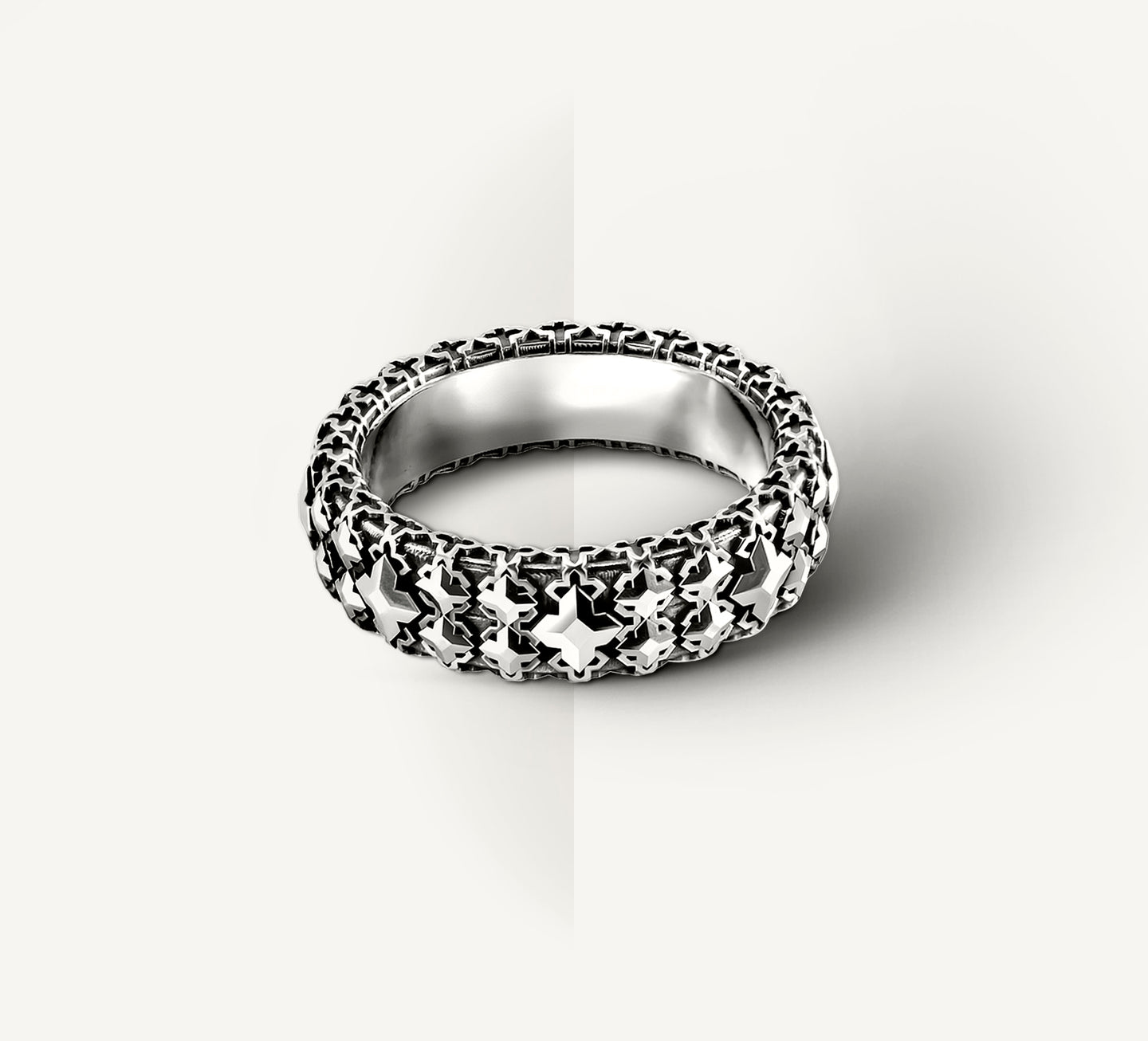 STQ Crown Stacker Band Ring<br>in Sterling Silver