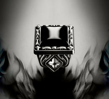 Load image into Gallery viewer, Fire &amp; Ice Signet Ring&lt;br&gt;Sterling Silver / Black Onyx
