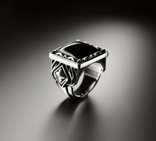 Load image into Gallery viewer, Fire &amp; Ice Signet Ring&lt;br&gt;Sterling Silver / Black Onyx
