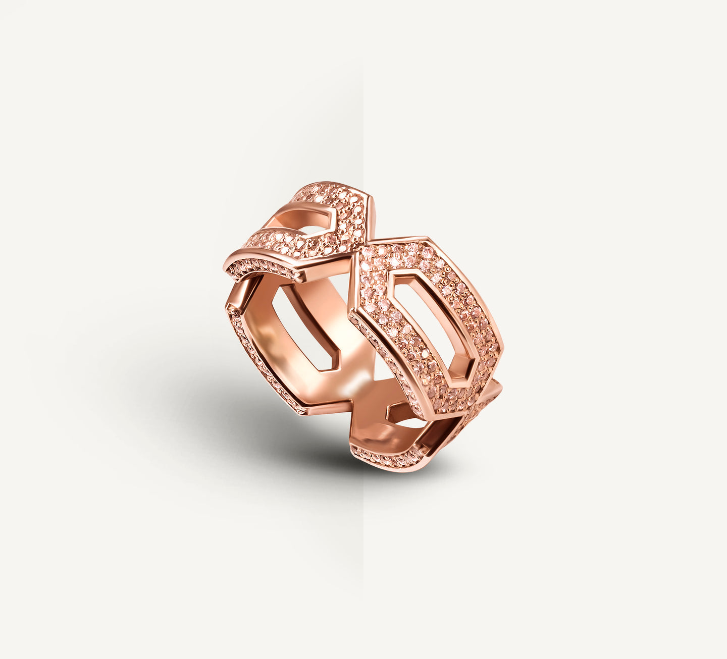 Crystal Link Band in 18k Rose Gold<br>w/Rose Pavé Diamonds