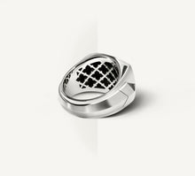 Load image into Gallery viewer, Arrow Signet Ring&lt;br&gt;Black &amp; White Pavé Diamonds
