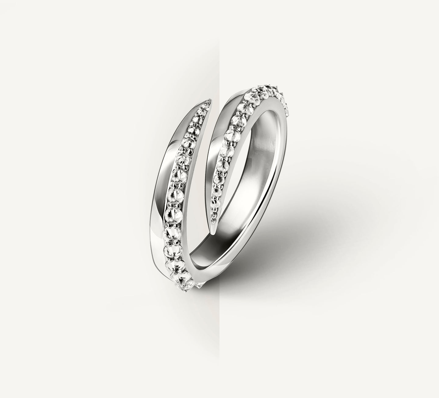 Luxxe Talon Ring / Sterling Silver<br>w/Inverted Pavé-Set Diamonds