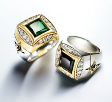 Load image into Gallery viewer, The Grand Signet Ring&lt;br&gt;Diamonds / Onyx &amp; Mixed Metals
