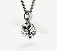 Load image into Gallery viewer, Deco Skull / Sterling Silver&lt;br&gt;Pavé Diamonds / Black Diamond Eyes
