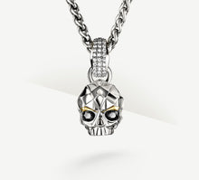 Load image into Gallery viewer, Deco Skull / Sterling Silver&lt;br&gt;Black Diamond Eyes / Diamond Bail
