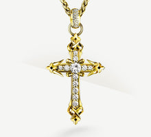 Load image into Gallery viewer, REGAL Cross / 18K Gold&lt;br&gt;w/Pavé Diamonds / Talon Details
