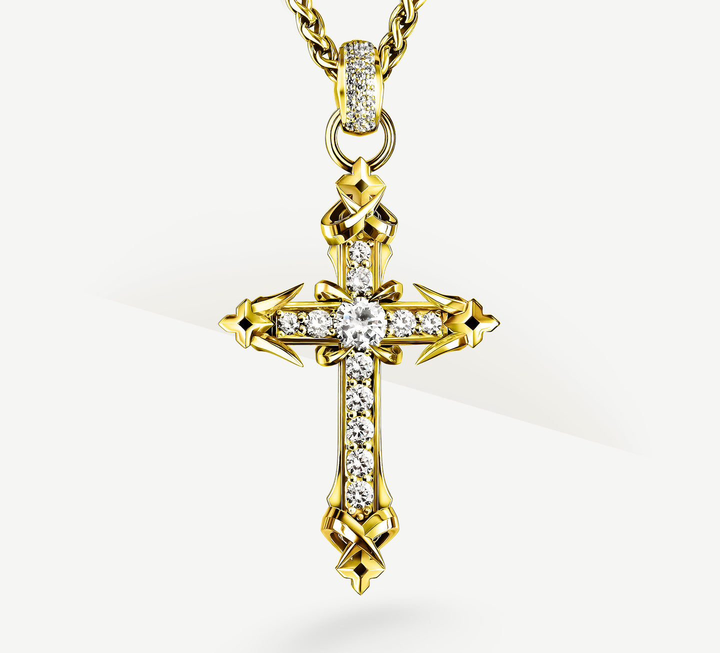 REGAL Cross / 18K Gold<br>w/Pavé Diamonds / Talon Details