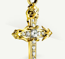 Load image into Gallery viewer, REGAL Cross / 18K Gold&lt;br&gt;w/Pavé Diamonds / Talon Details
