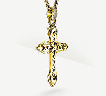 Load image into Gallery viewer, REGAL Cross / 18K Gold&lt;br&gt;w/Pavé Diamonds / Talon Details
