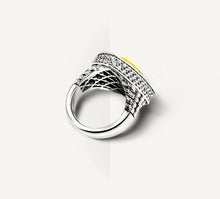 Load image into Gallery viewer, Shield Ring in Sterling Silver&lt;br&gt;Amber Citrine / Pavé Diamonds
